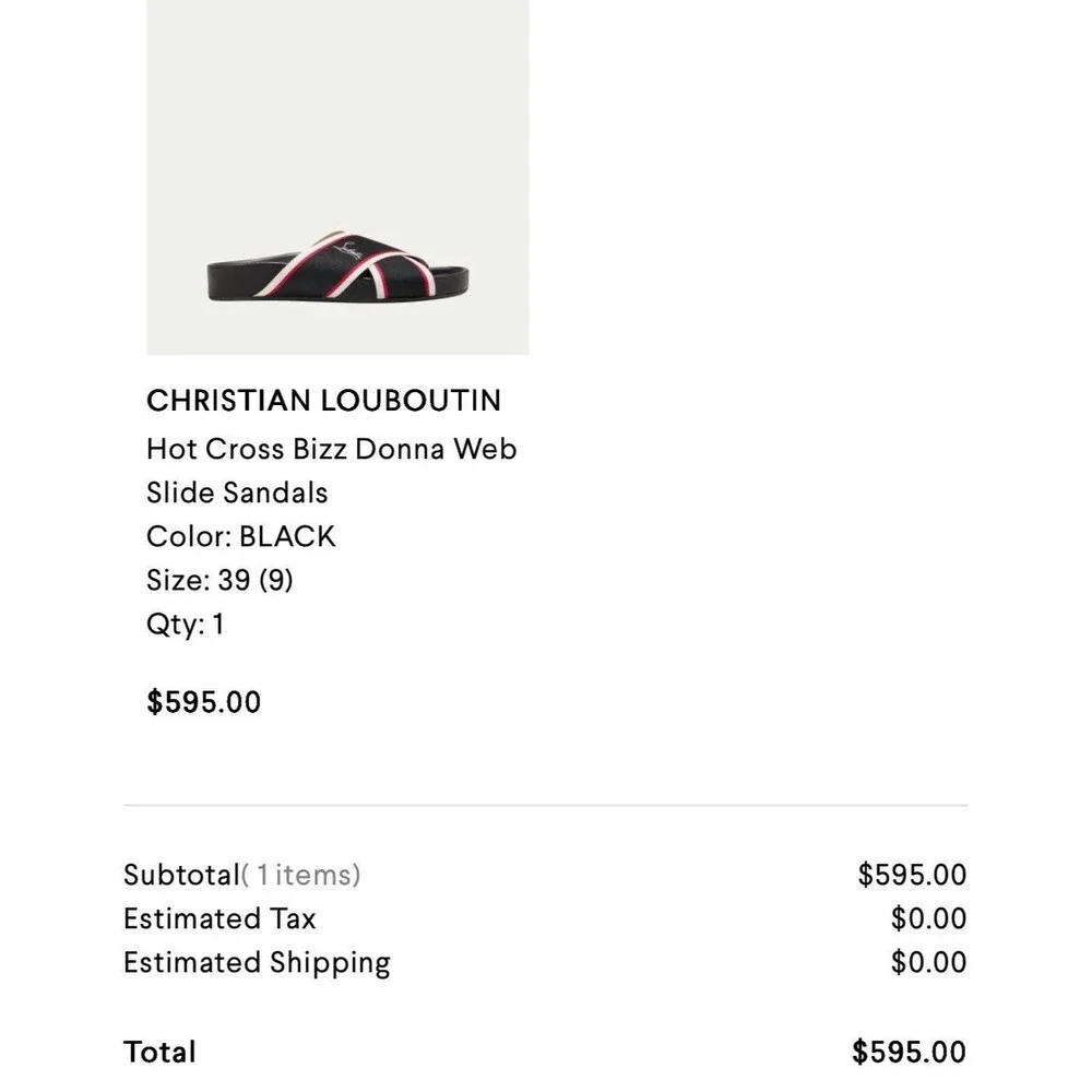 Authentic CHRISTIAN LOUBOUTIN Hot Cross Bizz Donna Web Slides, Size 39(U.S. 8.5)